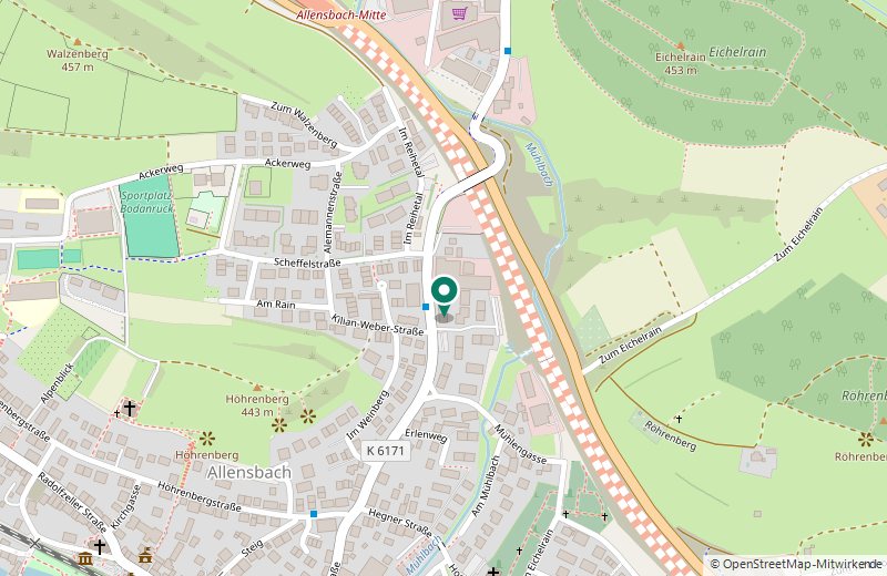 Karte: Lage der Praxis in der Kaltbrunner Straße 24a in Allensbach, nahe Bahnhof und B33